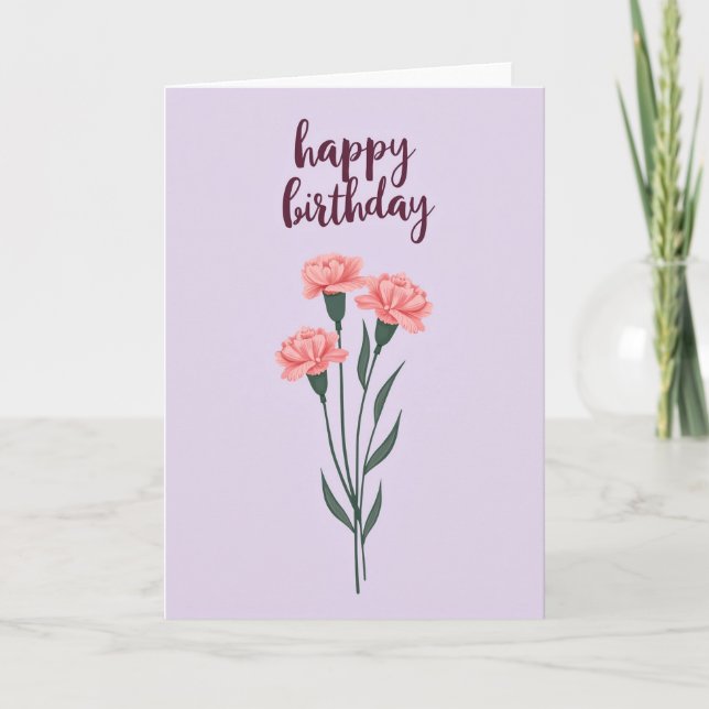 Cartão de Aniversário com Letra Burgundy (Frente)