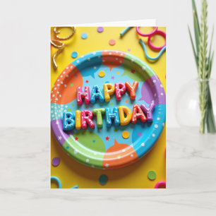 Cartão de Aniversário com Letra de Doce Festivo