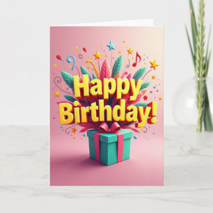 Cartão de Aniversário com Letra Dourada