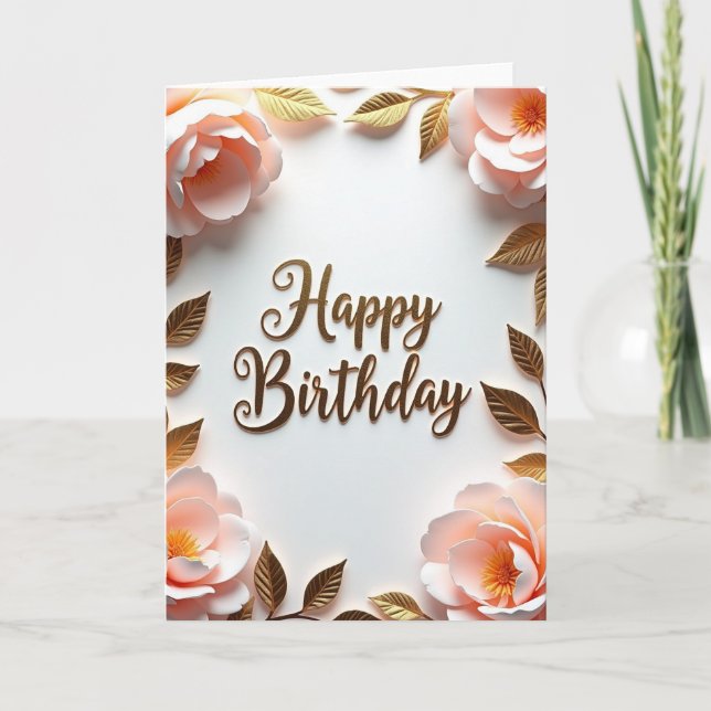 Cartão de Aniversário com Letra Dourada (Frente)
