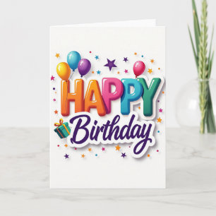 Cartão de Aniversário com Letra Inflada