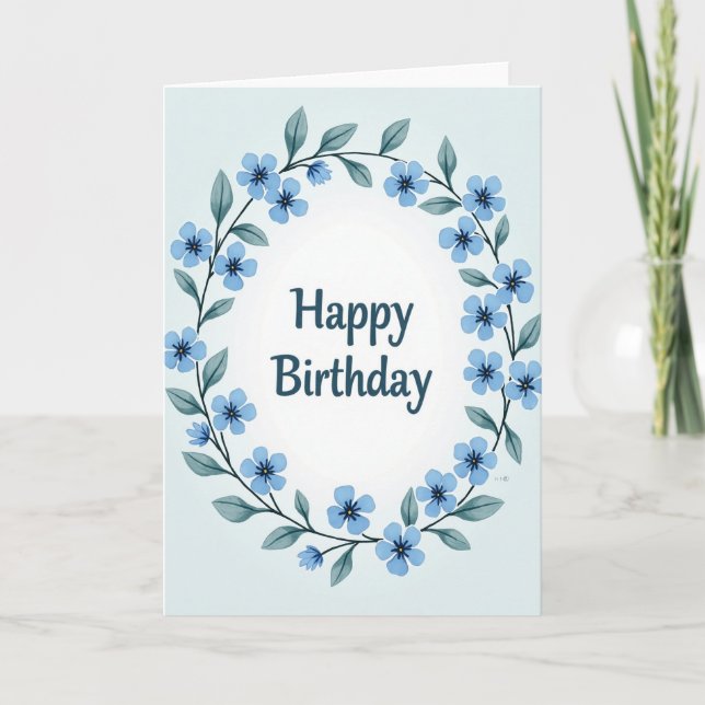 Cartão de Aniversário com Letra Teal (Frente)
