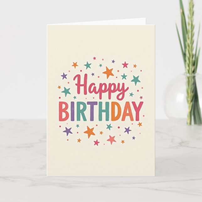 Cartão de Aniversário com Letra Vibrante (Frente)