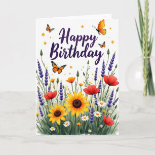 Cartão de Aniversário com Letra Violeta