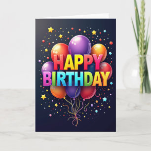 Cartão de Aniversário com Letras 3D Jubiloso