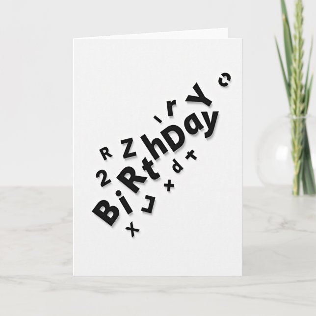Cartão de Aniversário com Letras em 3D (Frente)