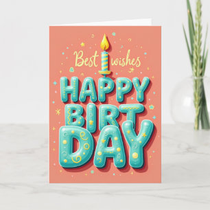 Cartão de Aniversário com Letras em Balão