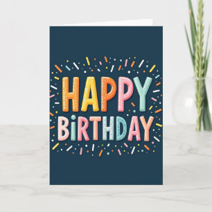Cartão de aniversário com letras em pastel doce