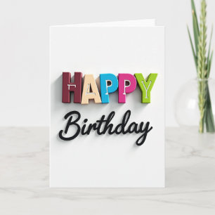 Cartão de Aniversário com Letras Esculturais