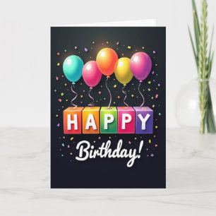 Cartão de Aniversário com Letras Maiúsculas