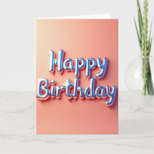 Cartão de Aniversário com Letras Prateadas