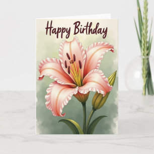 Cartão de Aniversário com Lírio Pintado