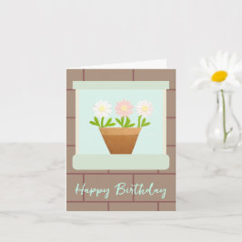 Cartão de Aniversário com Margaridas de Papel em J