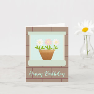 Cartão de Aniversário com Margaridas de Papel na J