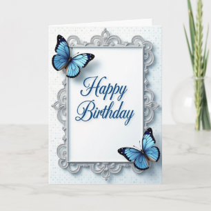 Cartão de Aniversário com Moldura Ornamentada