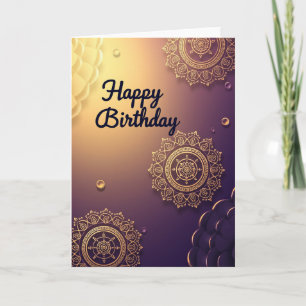 Cartão de Aniversário com Motivo Dourado