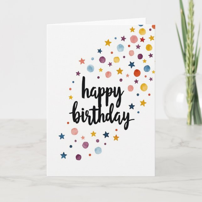 Cartão de Aniversário com Motivo Estelar (Frente)
