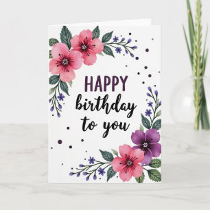 Cartão de Aniversário com Motivo Floral