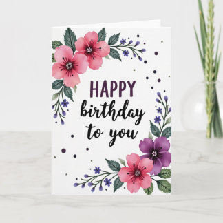 Cartão de Aniversário com Motivo Floral