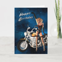 Cartão de aniversário com motocicleta