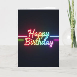 Cartão de Aniversário com Neon Luminoso
