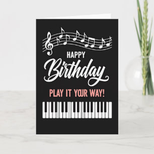 Cartão de Aniversário com Notas Musicais