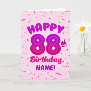 Cartão de Aniversário com Número de Balão 88 Perso
