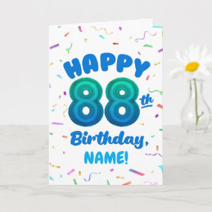 Cartão de Aniversário com Número de Balão 88 Perso