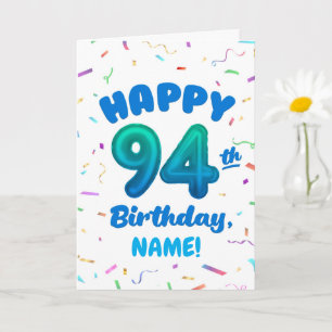 Cartão de Aniversário com Número de Balão 94 Perso
