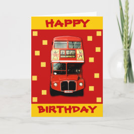 Cartão de aniversário com ônibus de Londres