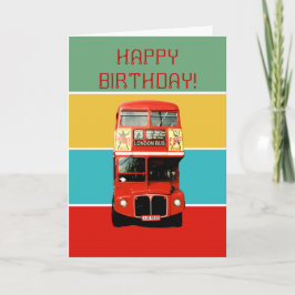 Cartão de aniversário com ônibus de Londres