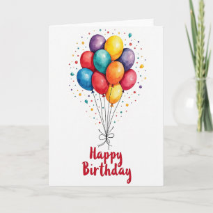 Cartão de Aniversário com Orbe de Aquarela
