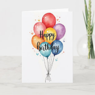 Cartão de Aniversário com Orbes de Aquarela