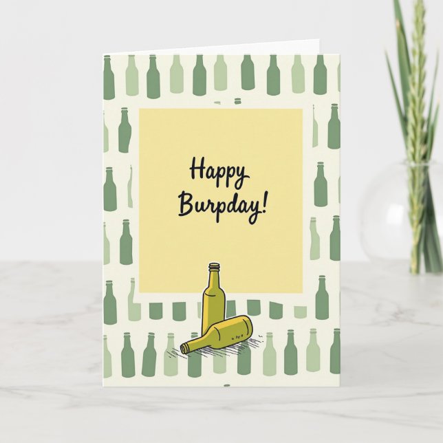 Cartão de Aniversário com Padrão de Bebidas (Frente)