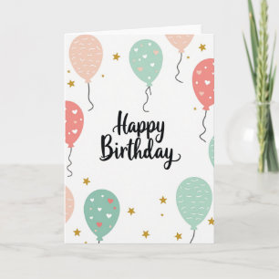 Cartão de Aniversário com Padrão de Coração