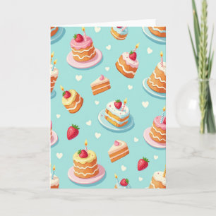 Cartão de Aniversário com Padrão de Frutas