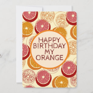 Cartão de Aniversário com Padrão de Laranjas