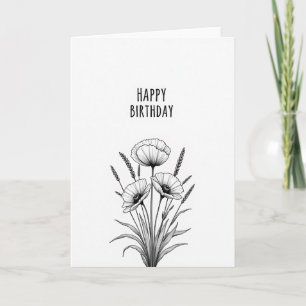 Cartão de Aniversário com Papoula Doce