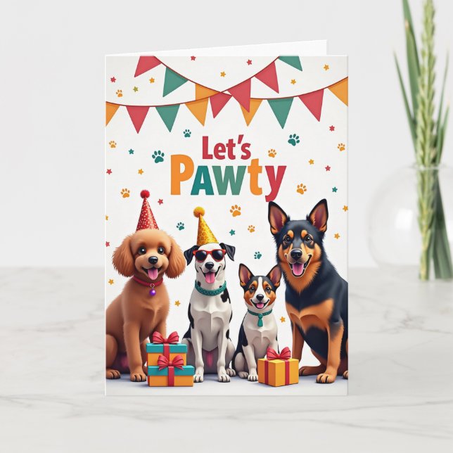 Cartão de Aniversário com Pegada de Pata (Frente)