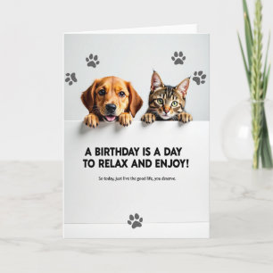 Cartão de Aniversário com Pets Lindos