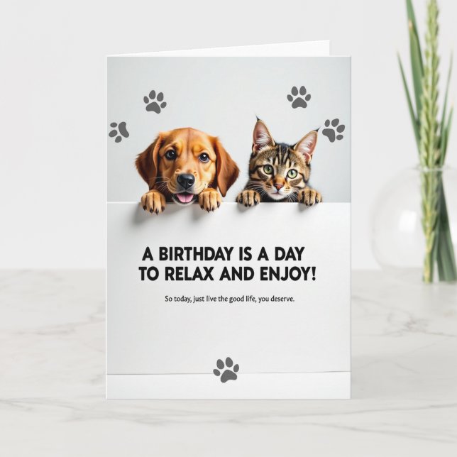 Cartão de Aniversário com Pets Lindos (Frente)