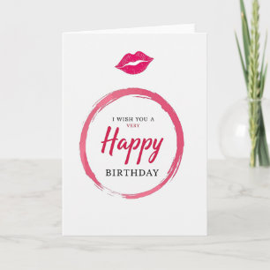 Cartão de Aniversário com Pincelada de Fuchsia