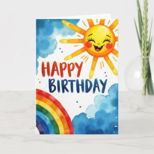 Cartão de Aniversário com Pincelada Pintada
