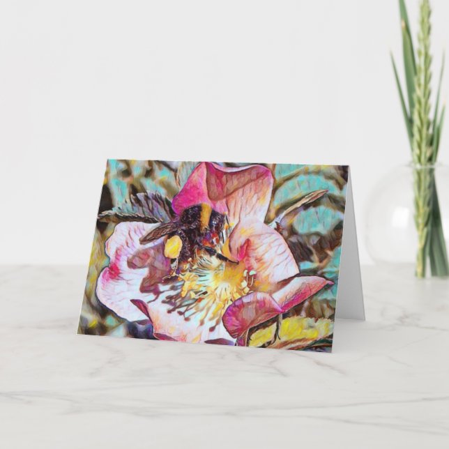 Cartão de Aniversário com Pintura a Óleo de Abelha (Frente)