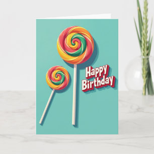Cartão de Aniversário com Pirulito Doce em Espiral