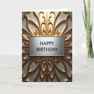 Cartão de Aniversário com Placa de Prata Ornamenta