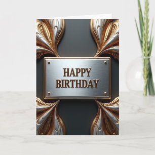 Cartão de Aniversário com Placa Dourada