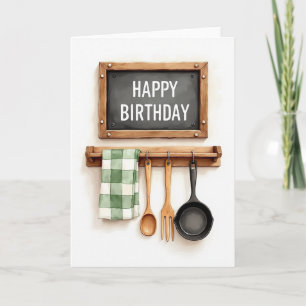Cartão de Aniversário com Placa Rústica