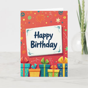 Cartão de Aniversário com Presentes Padronizados
