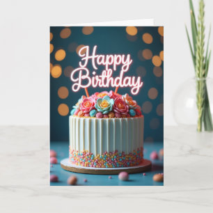 Cartão de Aniversário com Purpurina Pastel